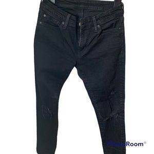 Ralph Lauren Denim Supply Black Distressed Skinny Crop Jeans